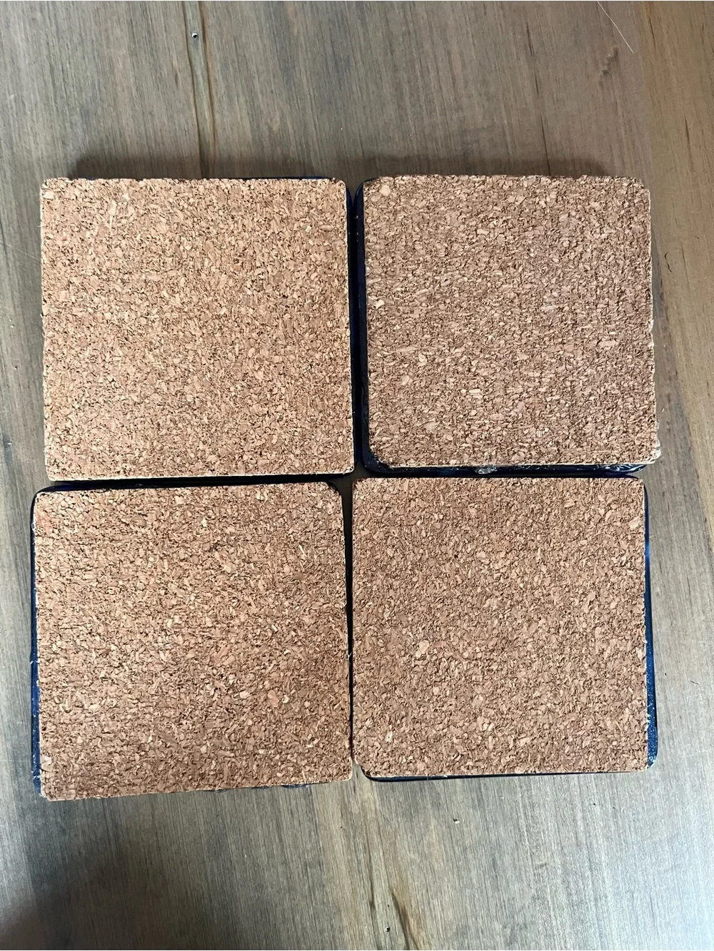 Blue Glass kiln baked acrylic glass Decorative Coasters - Set of 4